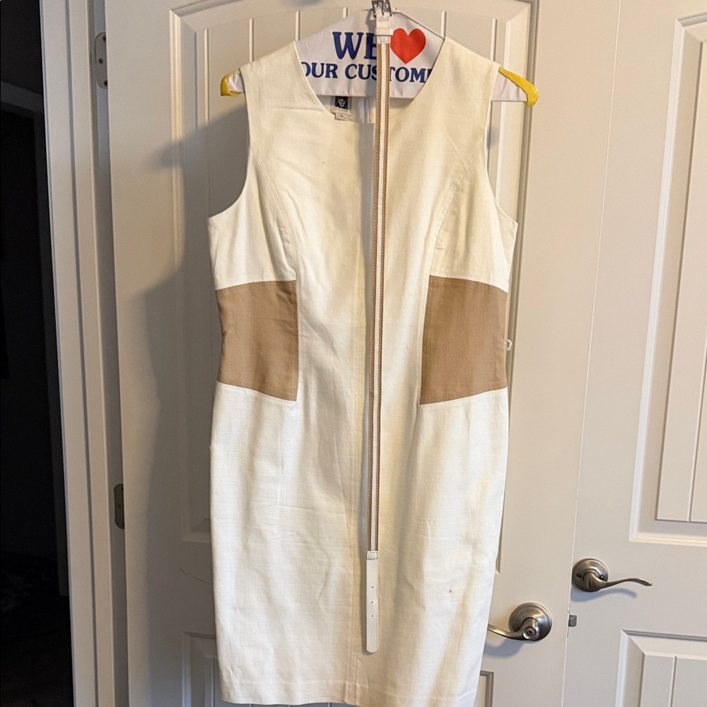 Anne Klein White and Tan Mini Dress